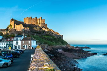 Schloss Mont Orgueil auf Jersey der Kanalinsel die vor England liegt