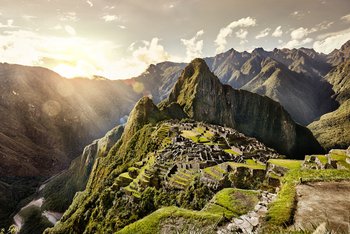 Sonnenaufgang am Machu Picchu in Perus / Lateinamerika